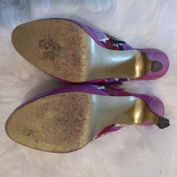 Emilio Pucci Cordouroy Clogs Purple/Magenta/Brown - Picture 3 of 5